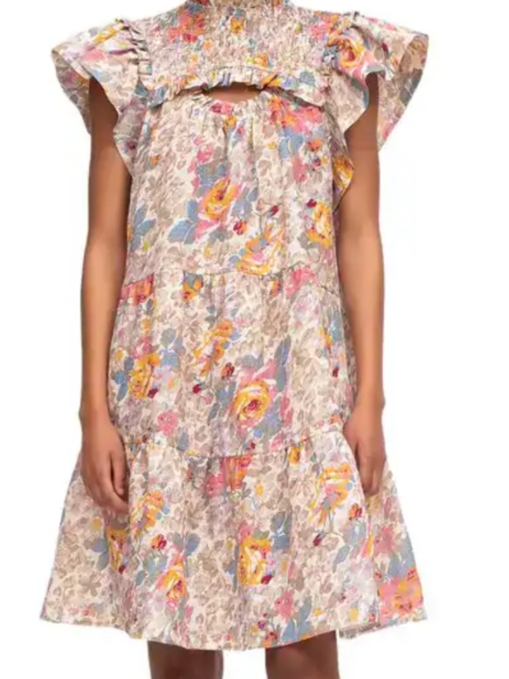 SEA  New York Ines Floral Ruffle Smock Dress